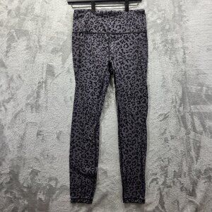 Athleta Leggings Womens Medium Gray Black Leopard Print High Rise Yoga Pants Gym
